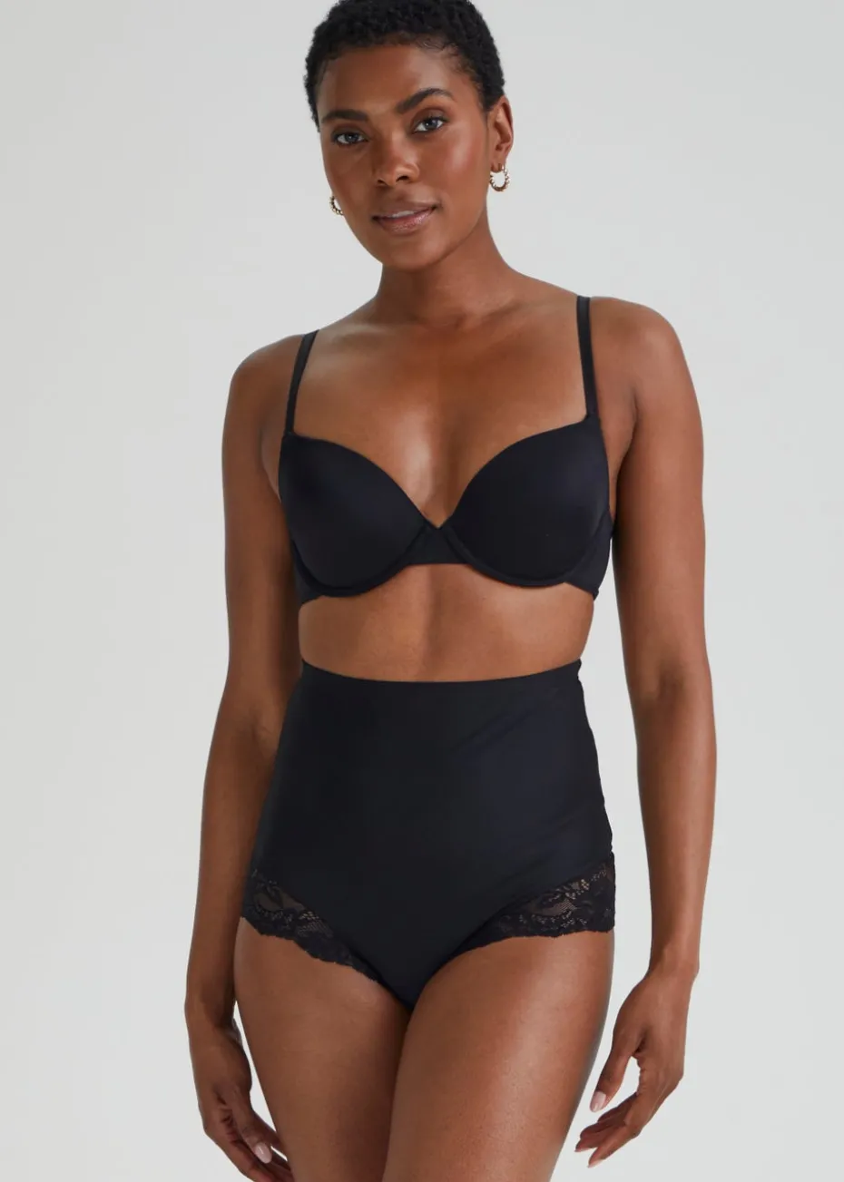 Black Lace High Waisted Medium Control Knickers