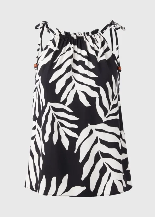 Black Leaf Print Cami Top