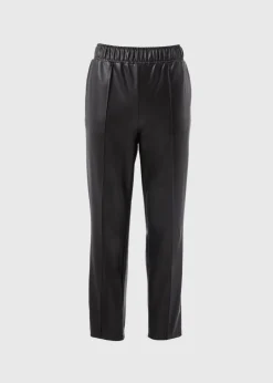 Black Leather Look Tapered Trousers