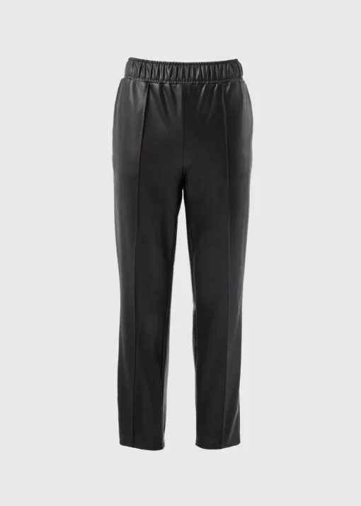 Black Leather Look Tapered Trousers