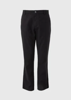 Black Linen Blend Trousers