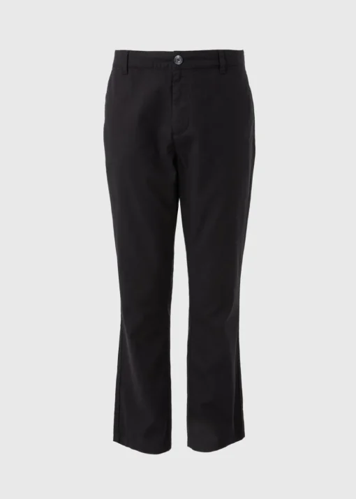Black Linen Blend Trousers