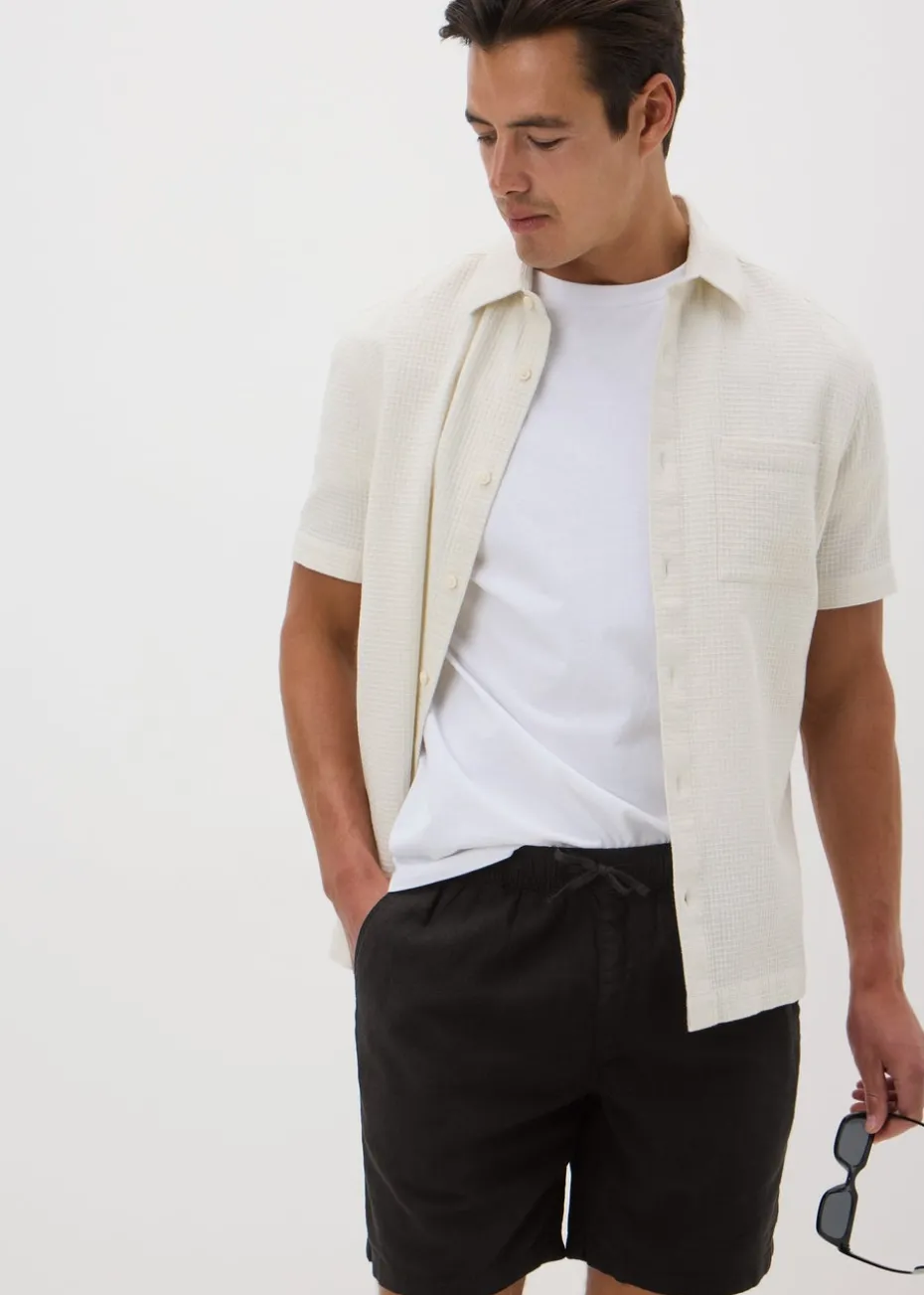 Black Linen Drawcord Co Ord Shorts