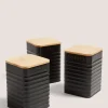 Black Metal Tea Coffee & Sugar Canisters