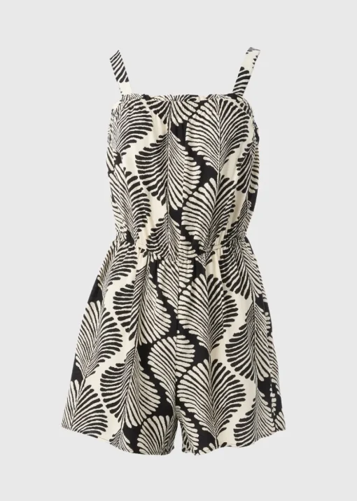 Black Mono Shell Print Playsuit