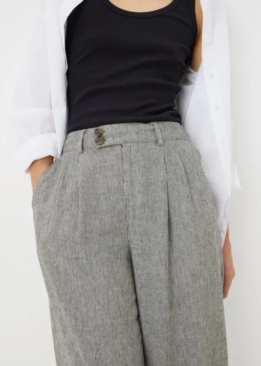 Black Mono stripe Linen Trousers