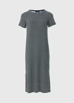 Black Mono Stripe T-Shirt Midi Dress