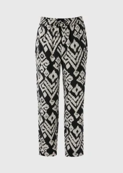Black Monochrome Printed Tapered Trousers