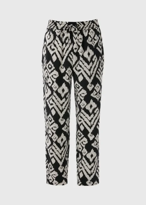 Black Monochrome Printed Tapered Trousers