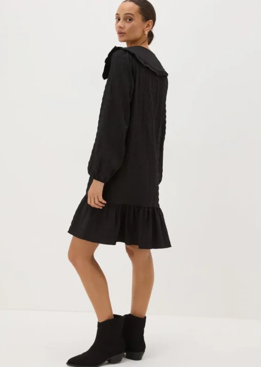 Black Oversized Collar Mini Dress