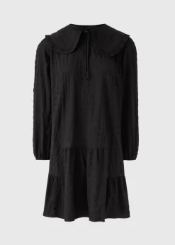 Black Oversized Collar Mini Dress