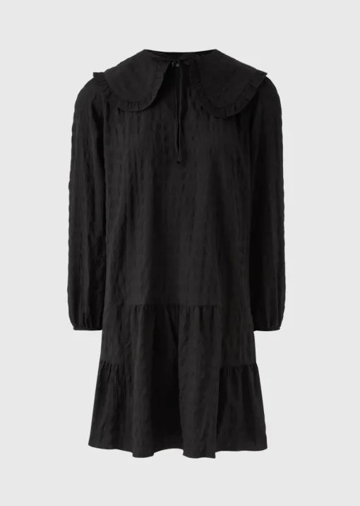 Black Oversized Collar Mini Dress