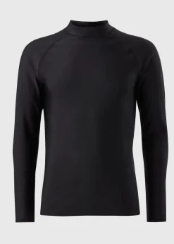 Black Plain Long Sleeve Rash Vest