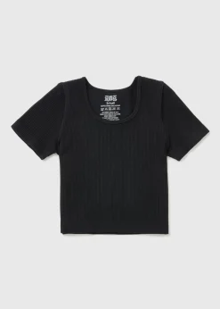 Black Seamless Ribbed Top (7-15yrs)