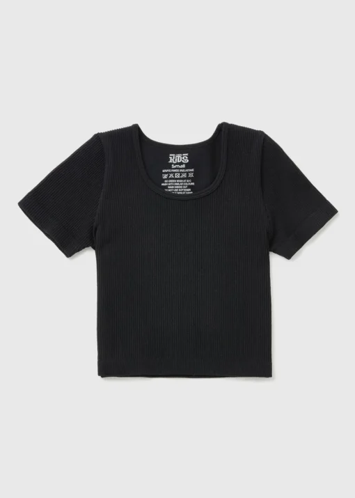 Black Seamless Ribbed Top (7-15yrs)