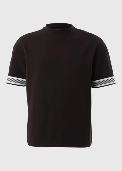 Black Smart Stripe Arm Co Ord  T-Shirt