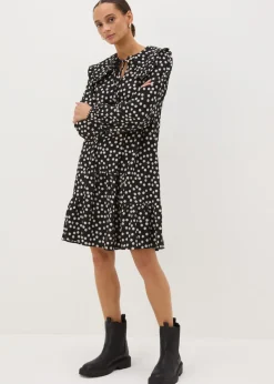 Black Spot Oversized Collar Mini Dress