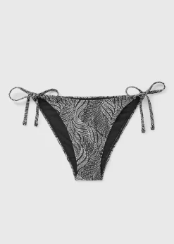 Black Spot Print Tie Side Bikini Bottoms
