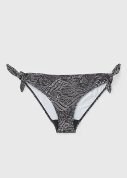 Black Spot Print Twist Bikini Bottoms