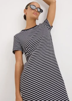 Black Stripe Mini T-Shirt Dress