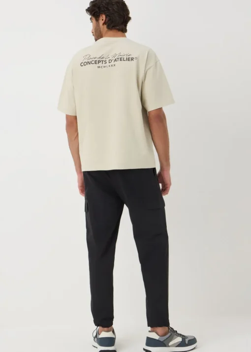 Black Tech Cuffed Cargo Trousers