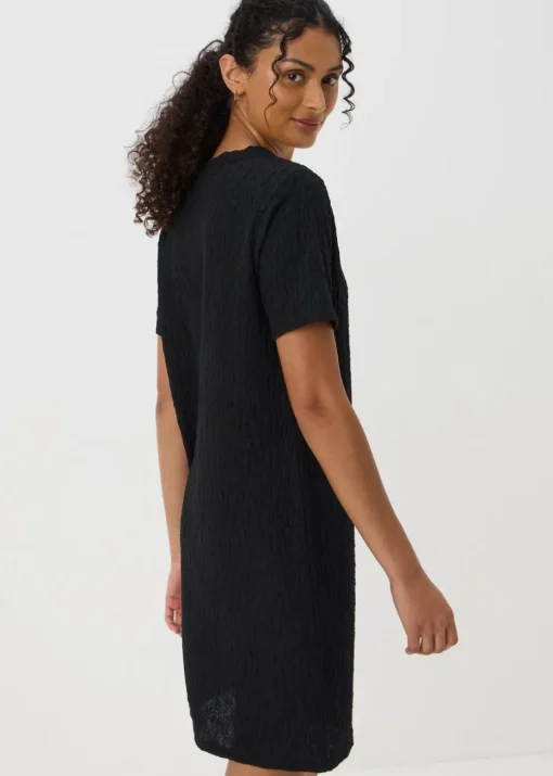 Black Textured T-Shirt Mini Dress