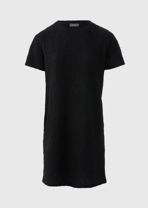 Black Textured T-Shirt Mini Dress