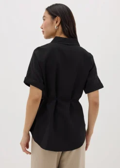 Black Tie Waist Longline Shirt
