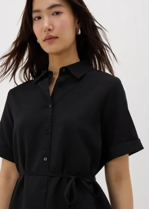 Black Tie Waist Longline Shirt