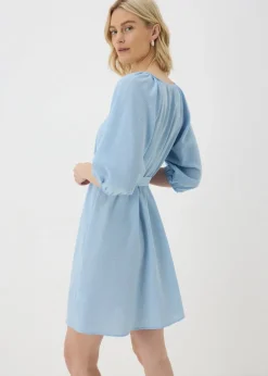 Blue Belted Mini Tea Dress