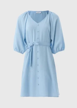 Blue Belted Mini Tea Dress
