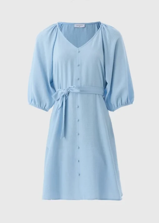 Blue Belted Mini Tea Dress