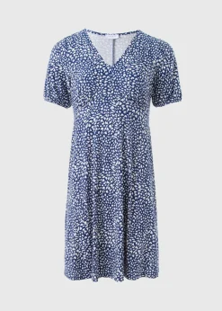 Blue Ditsy Floral Mini Dress