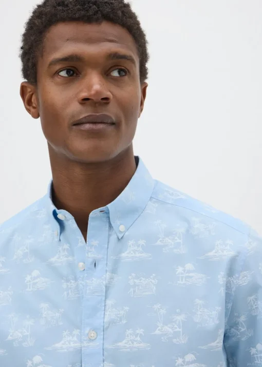 Blue Island Print Short Sleeve Shirt