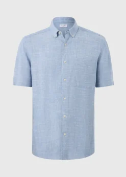 Blue Linen Blend Dye Shirt