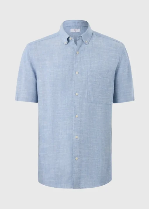 Blue Linen Blend Dye Shirt