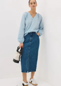 Blue Popover Blouse