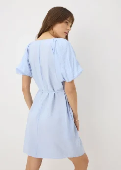 Blue Puff Sleeve Mini Dress