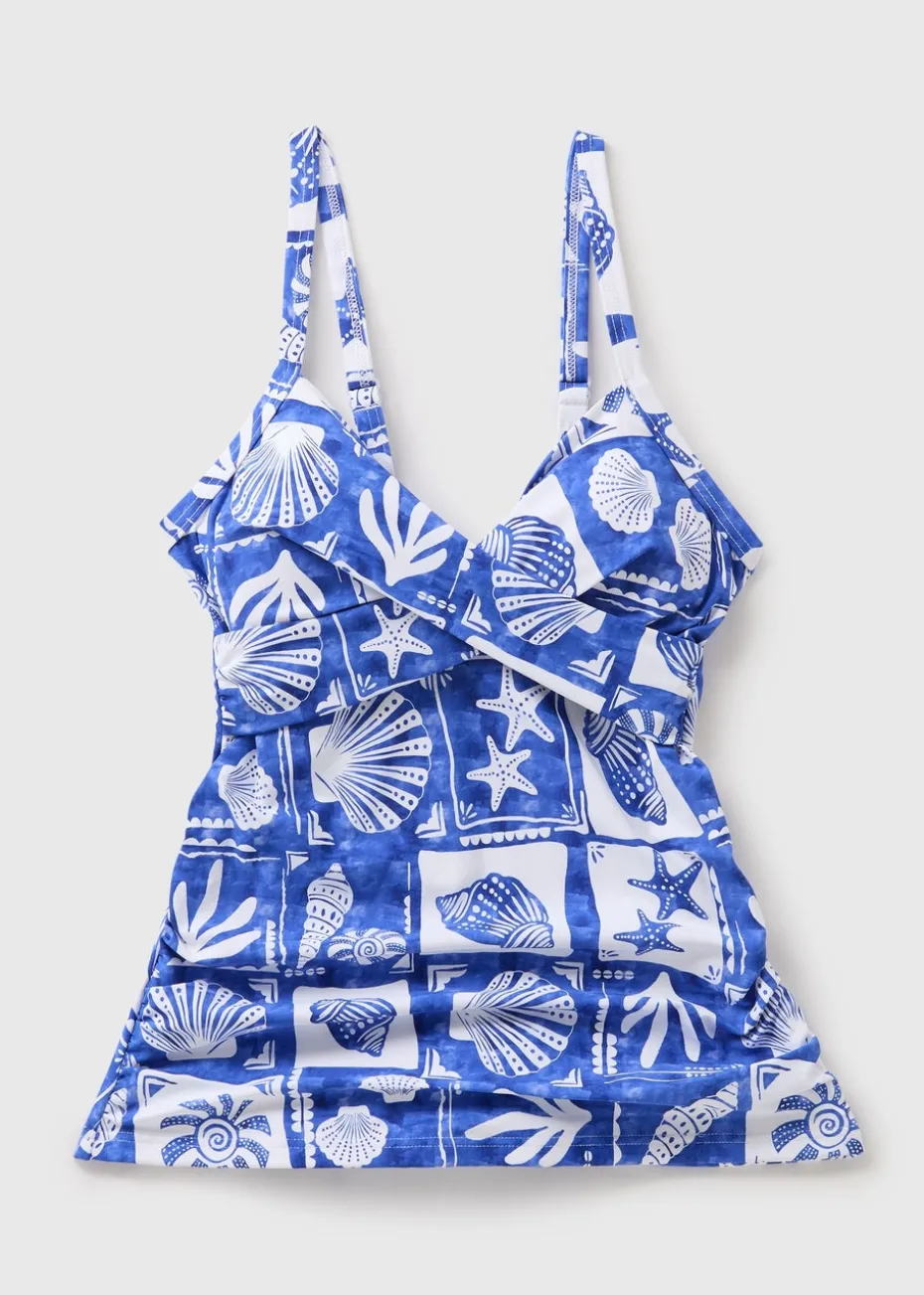 Blue Shapewear Beach Print Tankini