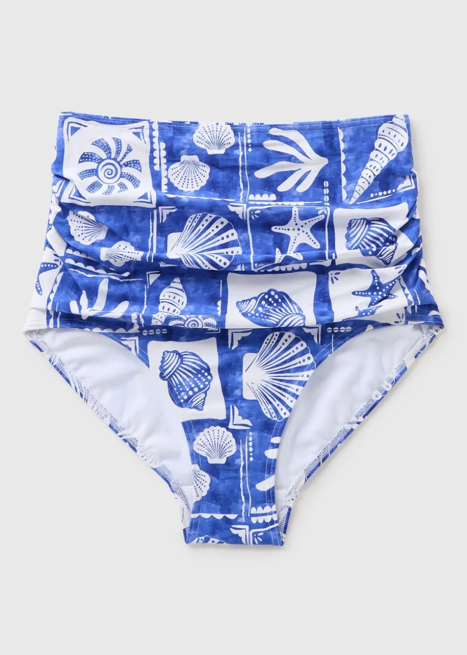 Blue Shell Tile Shapewear Bikini Bottoms