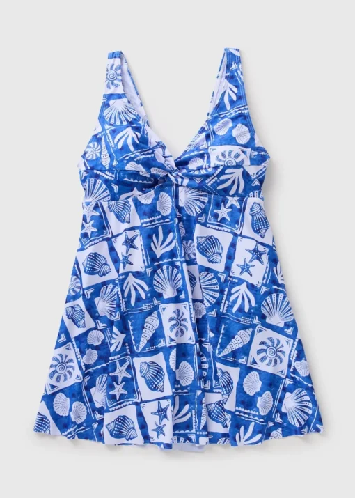Blue Shell Tile Swim Dress