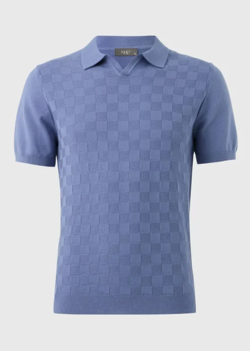 Blue Square Texture Smart Polo Shirt