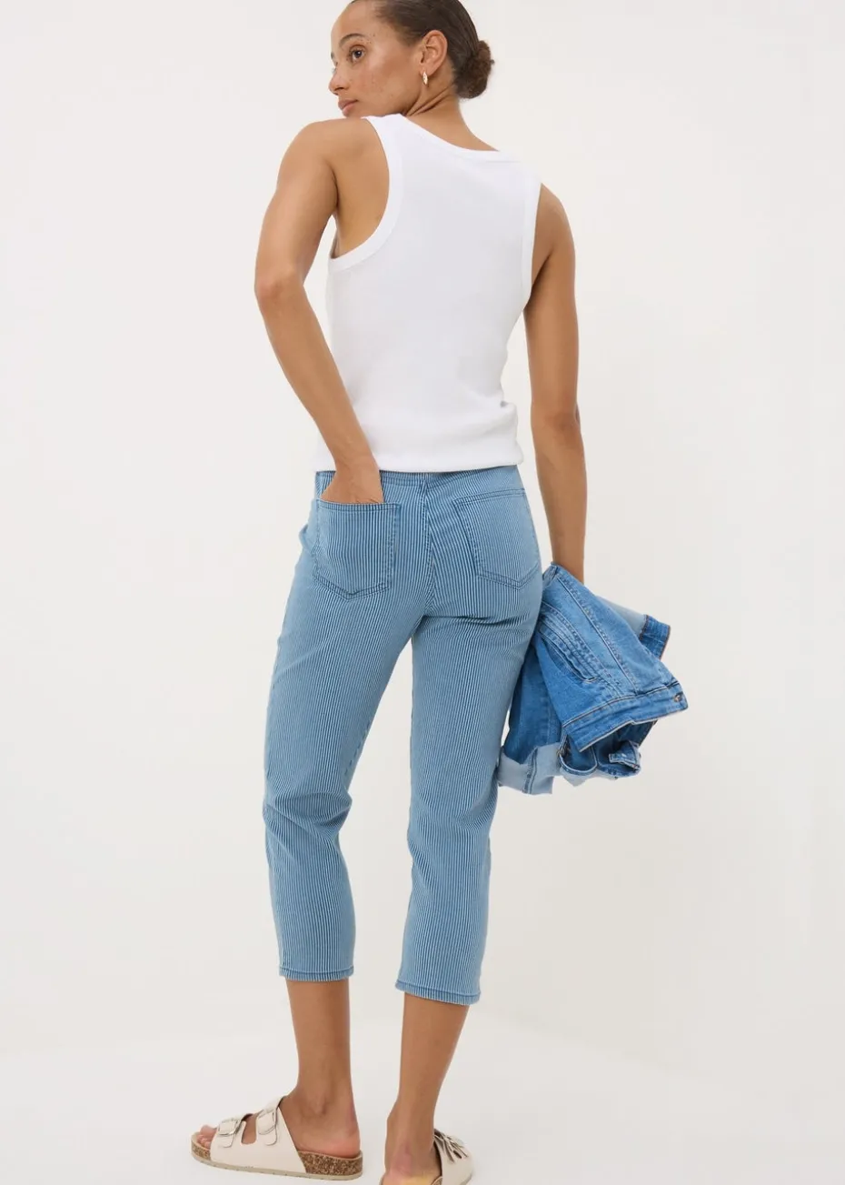 Blue Stripe Cropped Jeggings