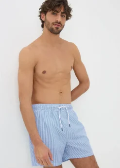 Blue Stripe Seersucker Swim Shorts