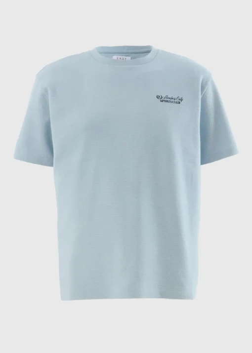 Blue Textured Slogan T-Shirt