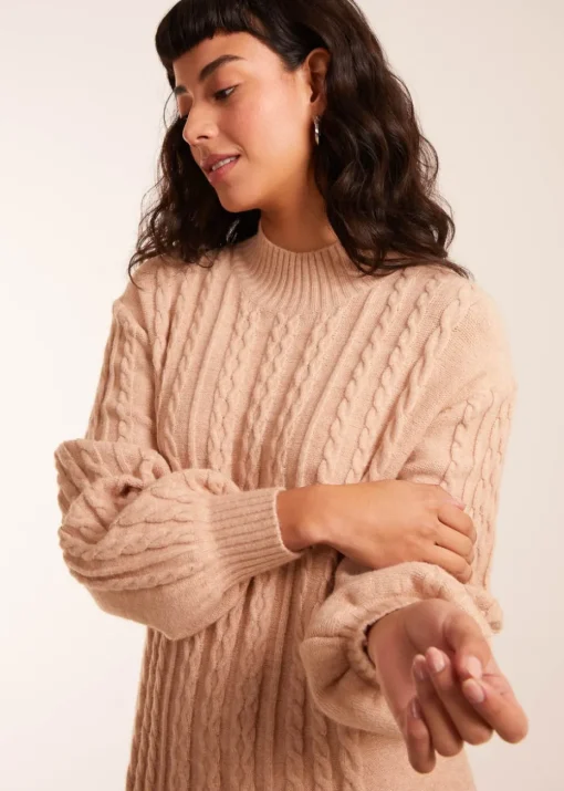 Blue Vanilla Beige Cable Knit Dress