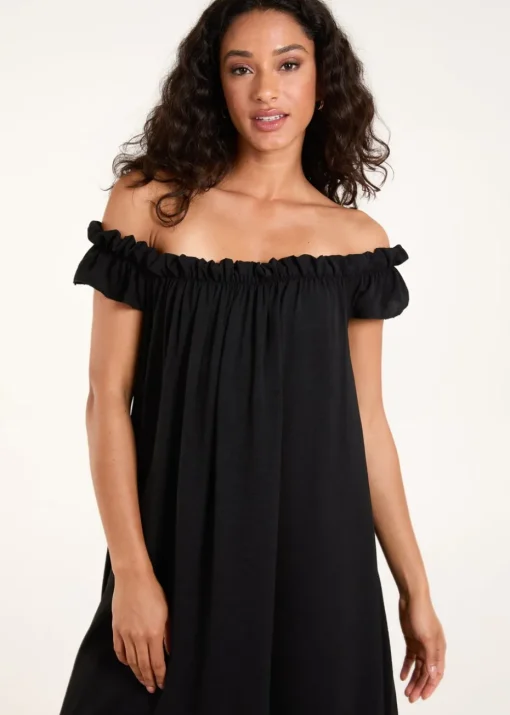 Blue Vanilla Black Bardot Off Shoulder Maxi Dress