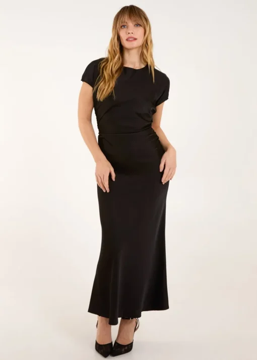 Blue Vanilla Black Bias Cut Batwing Slip Dress
