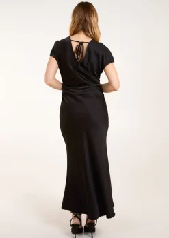 Blue Vanilla Black Bias Cut Batwing Slip Dress