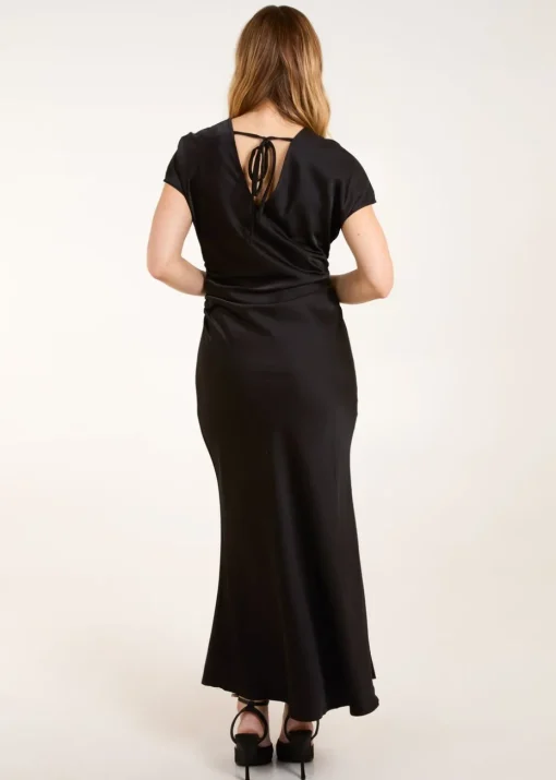 Blue Vanilla Black Bias Cut Batwing Slip Dress